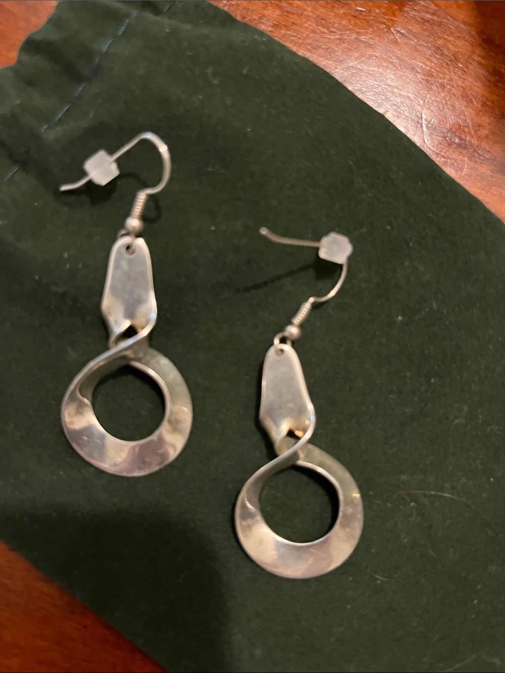 Twist Open Circle Drop Earrings - Silver
